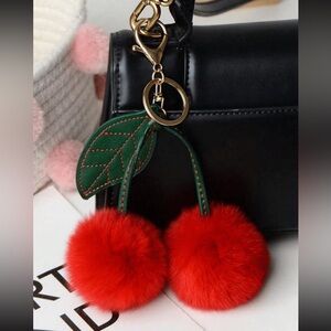 🍒NEW Red Cherry Pom Pom Keychain/Bag Charm🍒